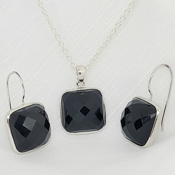 Onyx earrings sterling silver